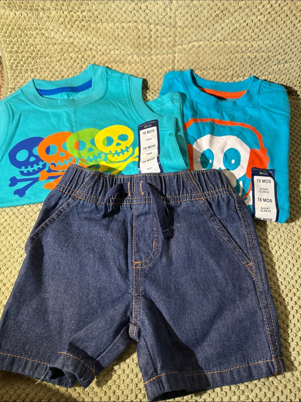 Toddler Teal Skull Tee & Shorts Set